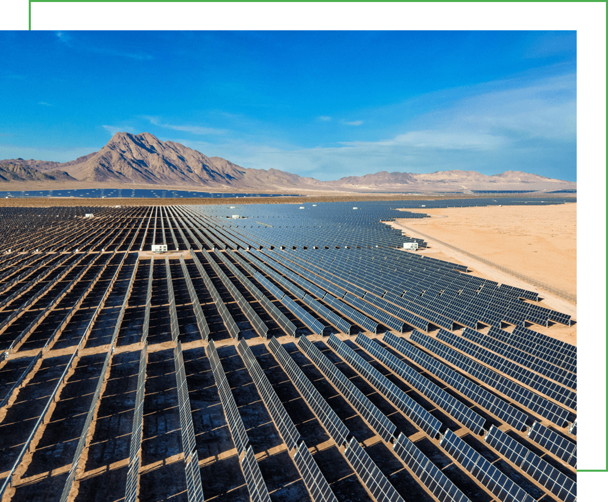 Vast solar farm under blue sky