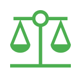 Legal balance symbol in green