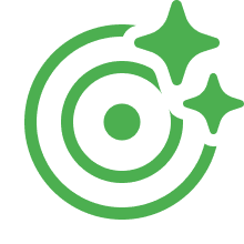 Green target with stars icon