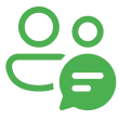 Green user and chat symbols illustration